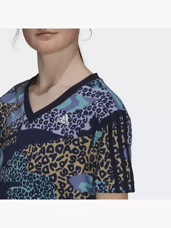 Adidas FARM Rio 3-Streifen Print Cotton V-Neck Kleid – Bild 2